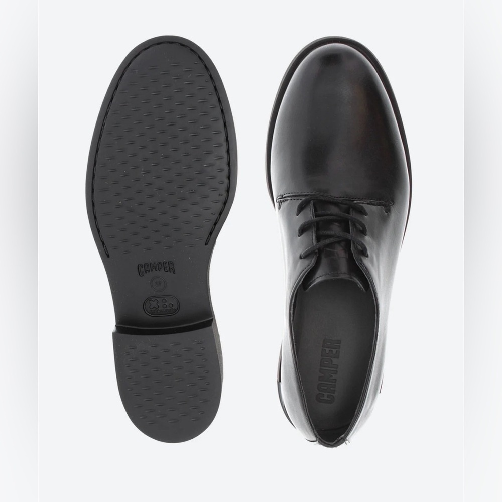 Camper Iman Leather Lace Up Shoes Size EU 42 US 11 Black Derby